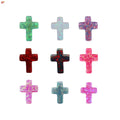 Wholesale 1 Piece Cross Beads for Jewelry Making Blue Fire Opal Beads with Hole Cross Charms for Crafting