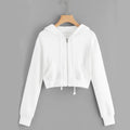 2024 Autumn Women's Trendy Casual Long Sleeve Cardigan Korean Version Hooded and Short Zipper Knitted Fabric