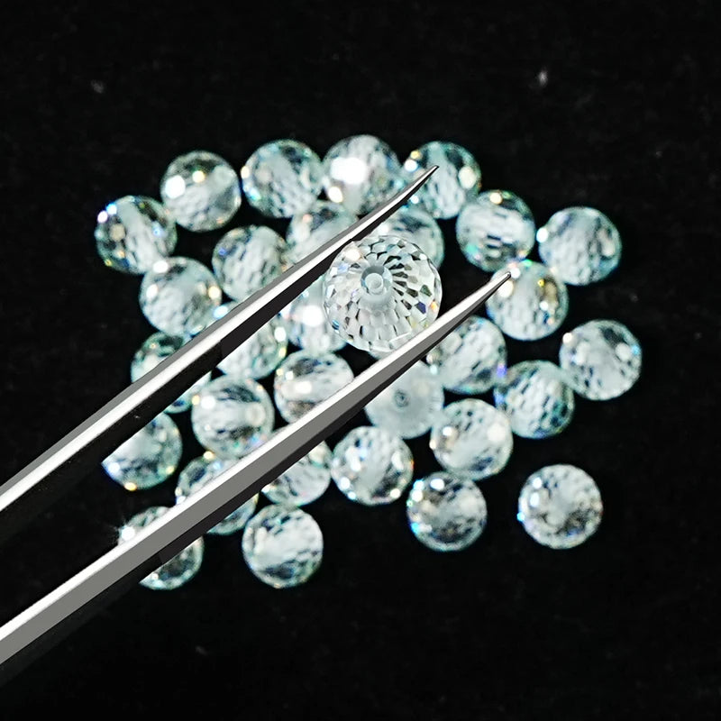 SICGEM Light Green Spherical Moissanite Round Beads with Holes for Jewelry