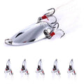 Wholesale SP015 4.5cm 10.4g Saltwater Metal Spinner Baits Spoon Fishing Lures with Two Feather Hooks