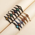 Unique Handmade Gemstone Fine Jewelry Hippie Tribal Bohemian Micro Macrame Wax Rope Bracelet Vintage Woven Stone Bracelets Gift