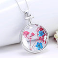 Qiuhan Specimen Round Alloy Pendant Romantic Mother's Day Gift Women's Dried Flower Glass Wish Bottle Pendant Necklace
