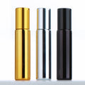 Wholesale Round Electroplated Attar Serum Oil Roller Ball Cosmetic Packaging 10ml Silver Roll on Perfume Glass Bottles