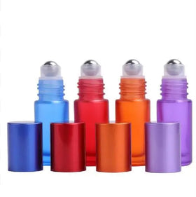Wholesale 5mL Matte Color Roller Ball Bottle rainbow Essential Oil Bottle Bottle with Steel Roller and Colorful Cap