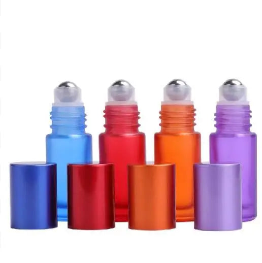 Wholesale 5mL Matte Color Roller Ball Bottle rainbow Essential Oil Bottle  Bottle with Steel Roller and Colorful Cap