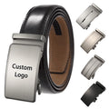 Classic Fashion Casual Black Adjustable Buckle Automatic Ratchet Belts Custom Genuine Leather Men's Belt