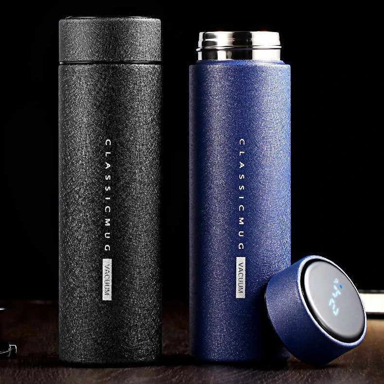 Smart Mini Portable Stocked Water Bottle Lid LED Temperature Display Stainless Steel Insulated Vacuum Flask Mug Tea Infuser