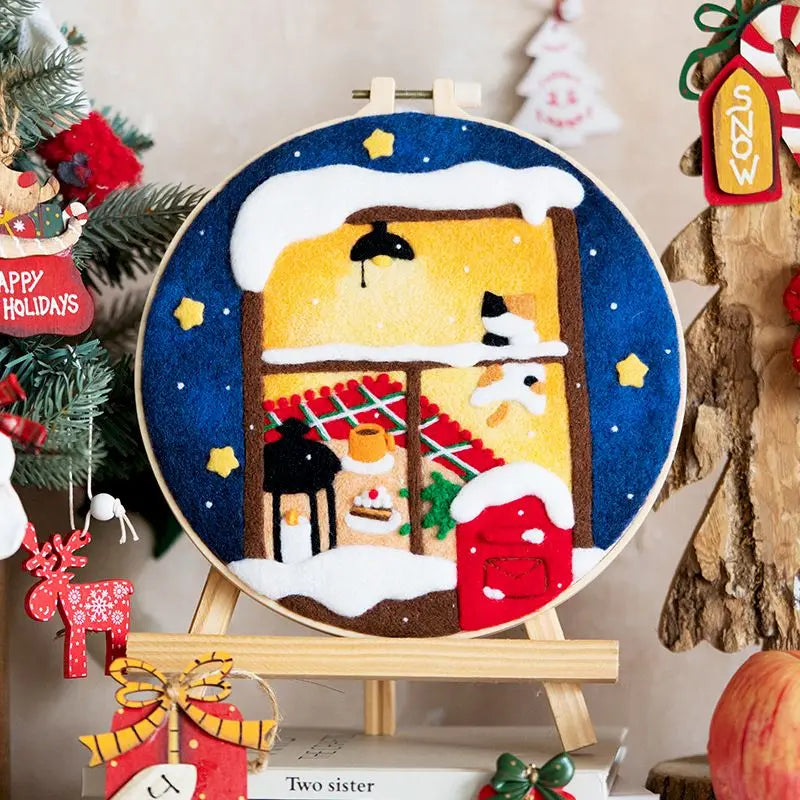 For CHENISTORY DIY Wool Felting Painting Embroidery Frame Handmade Needle Wool Painting Picture Home Decors Crafts Canvas