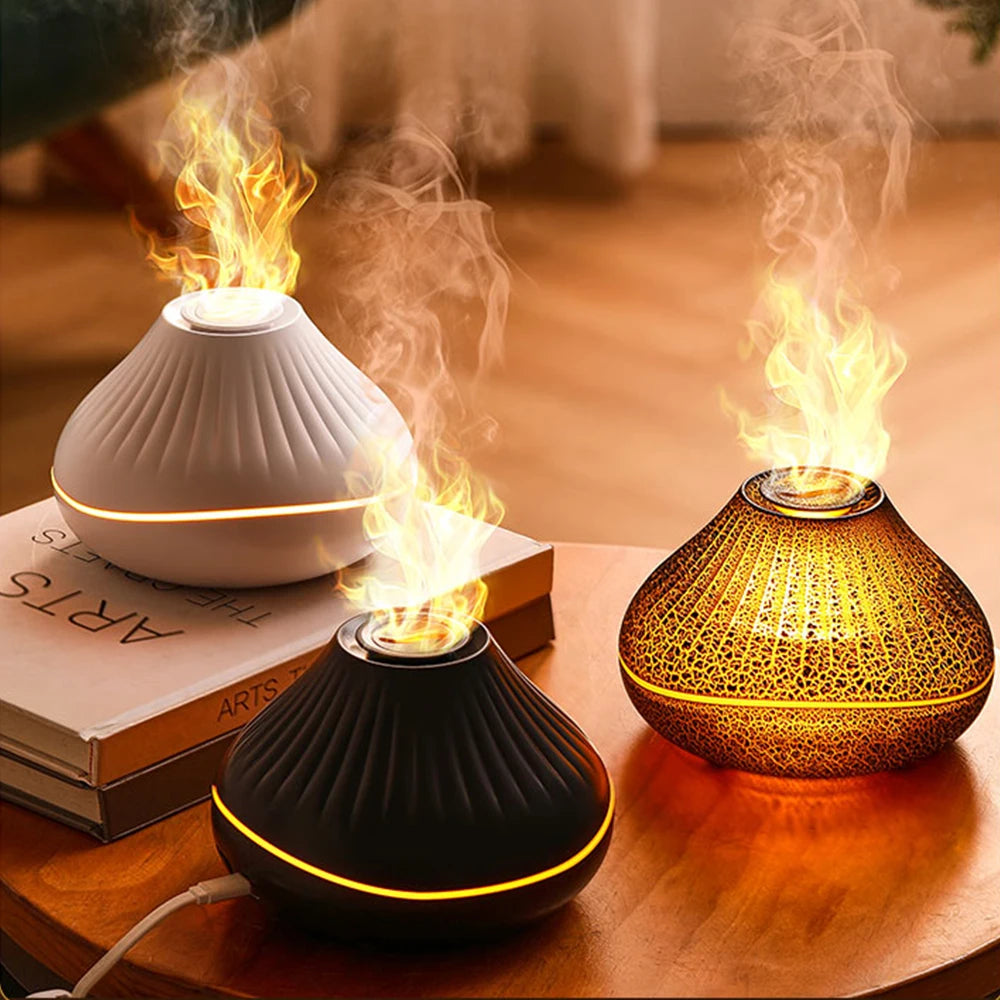 New 160ml Mini Usb Fire Humidifiers Room Bonfire Volcanic Flame Light Air Humidifiers Flame Diffuser Humidifier USB Plug Hotel