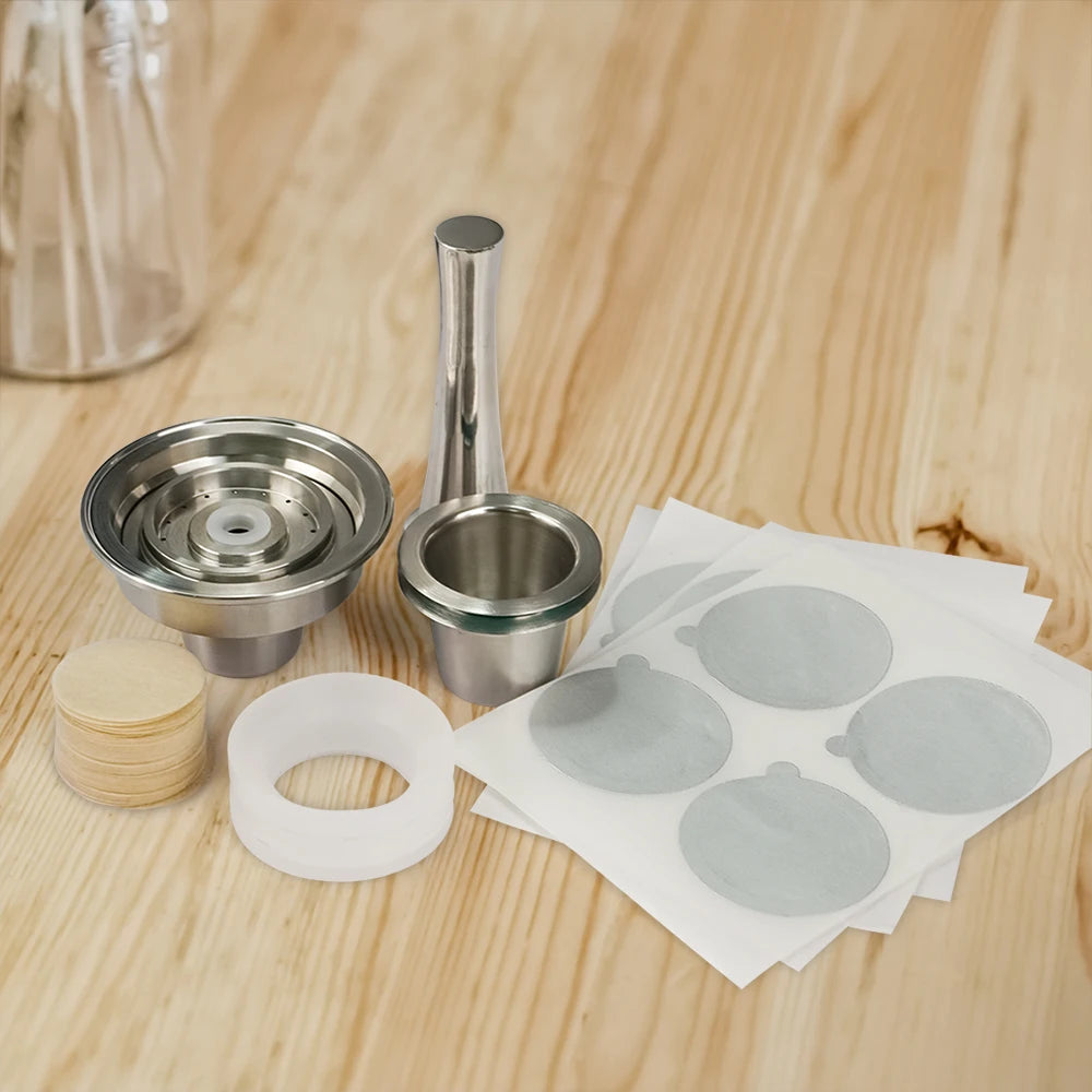 Customized 1SET Eco-Friendly Reusable Stainless Steel Coffee Pods Adapter Set Nespresso OriginalLine Converter for Vertuo