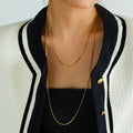 Women's Simple Long Snake Link Chain Necklace Tarnish-Free Gold Silver Layered Link Chain for Women