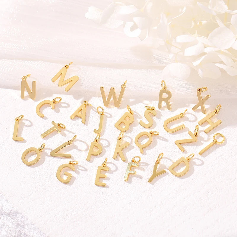 Fashion Dainty 26 Letters 14K Gold Plated A-Z Alphabet Letters Initial Necklace Pendant Charms Jewelry Making