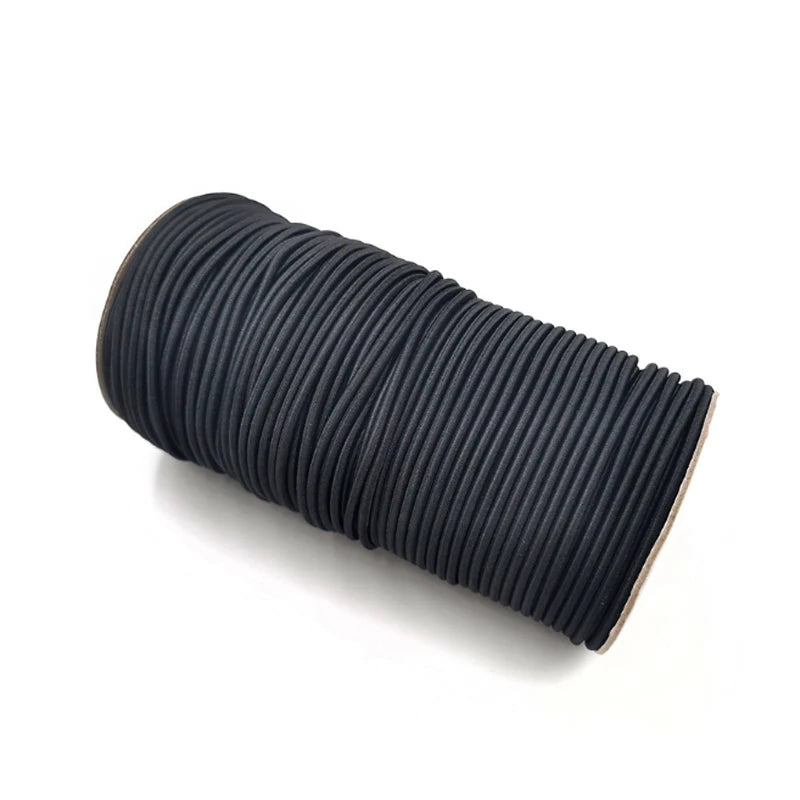 Black Round 100% Polyester Elastic Cords Custom Length Nylon Braided Shoelaces for Shoes Bags Garments in Roll Pattern