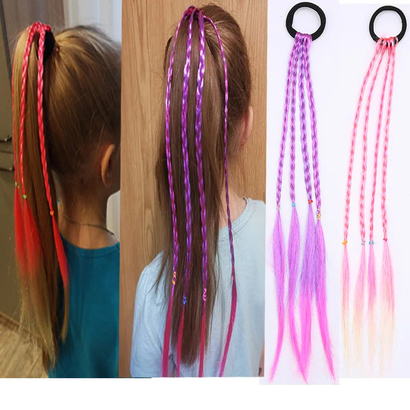 10 Style Fashion Girl's Wig Color Gradient Braid Children  Hair Ring Weaving Simulation Twist Braid Hair Rope