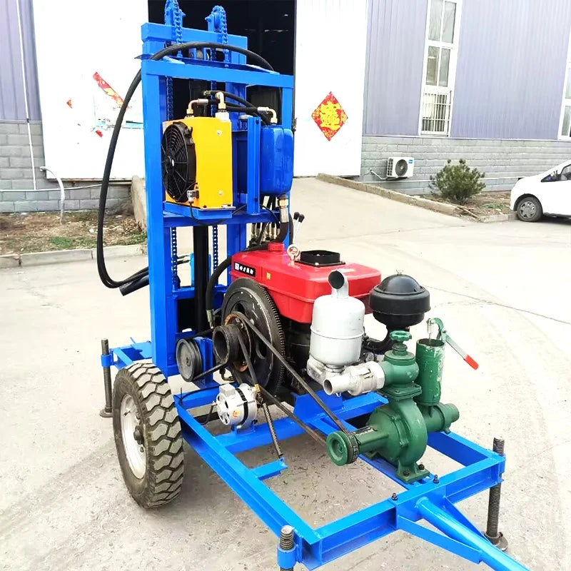 2024 New Arrived Wheels Type Max 150m Deep Well Drilling Machine 22HP Hydraulic Ground Bore Well Drilling Rig Machine
