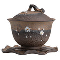 Japanese Gilding Iron Glaze Plum Blossom Tureen Guzao Fever Handmade Coarse Pottery Gaiwan Tea Brewing Tea Bowl Tea Cup Gaiwan