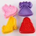 Fashion Girl Series Baking Cake Decorated Tools 4pcs Set Plastic Pressing Cutter Valentine's Day Cookie Mold Lady's Accessories