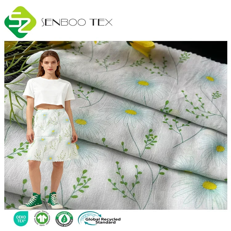 Organic 100% GOTS Cotton Medium Weight Plaid Printed Poplin Fabric Anti-Bacteria Moisture-Absorbent Women's A-Line Midi Skirt