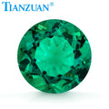 Round Shape Synthetic Hydrothermal Lab-Grown Colombia Emerald Including Minor Cracks and Inclusions Loose Gemstone