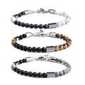 New Style Unisex Vintage Gemstone Bead Jewelry Bracelet Stainless Steel Logo Charms Bracelet Wholesale
