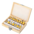 15 Pieces Per Set Round Shank Router Bits With Wooden Box Double Fluent Pattern Bits Set Woodworking Tools