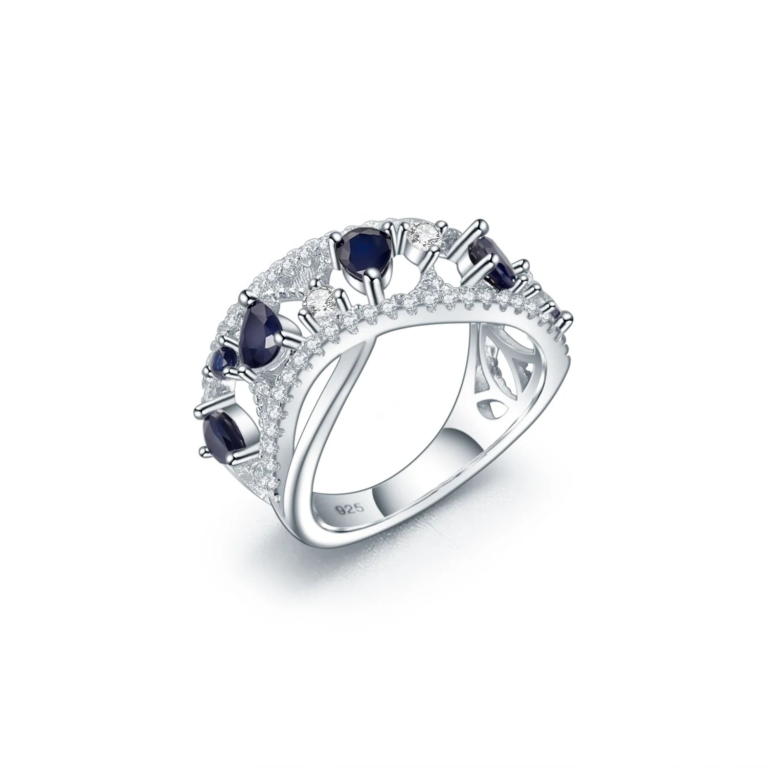 Abiding Diffusion Sapphire Stone Custom 925 Sterling Silver Fashion Classical Jewelry Engagement Ring for Women