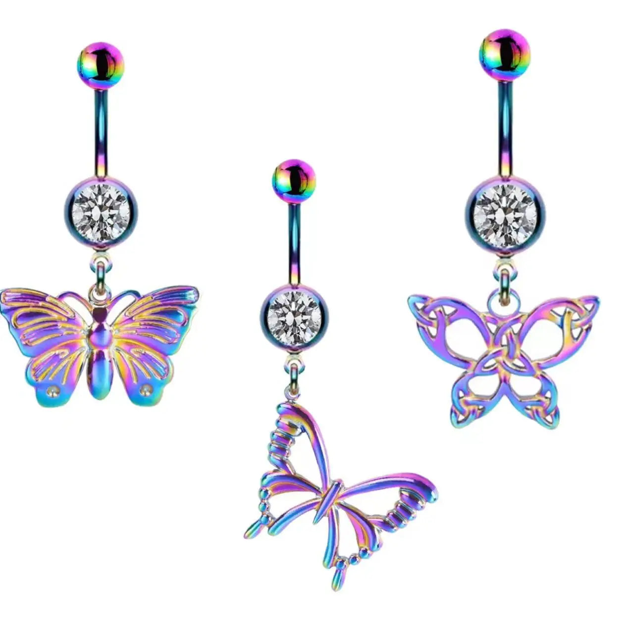 Gaby New Design 316 L Surgical Steel Belly Ring Summer butterfly Belly Ring Colorful Belly Button Ring Body Piercing Jewelry