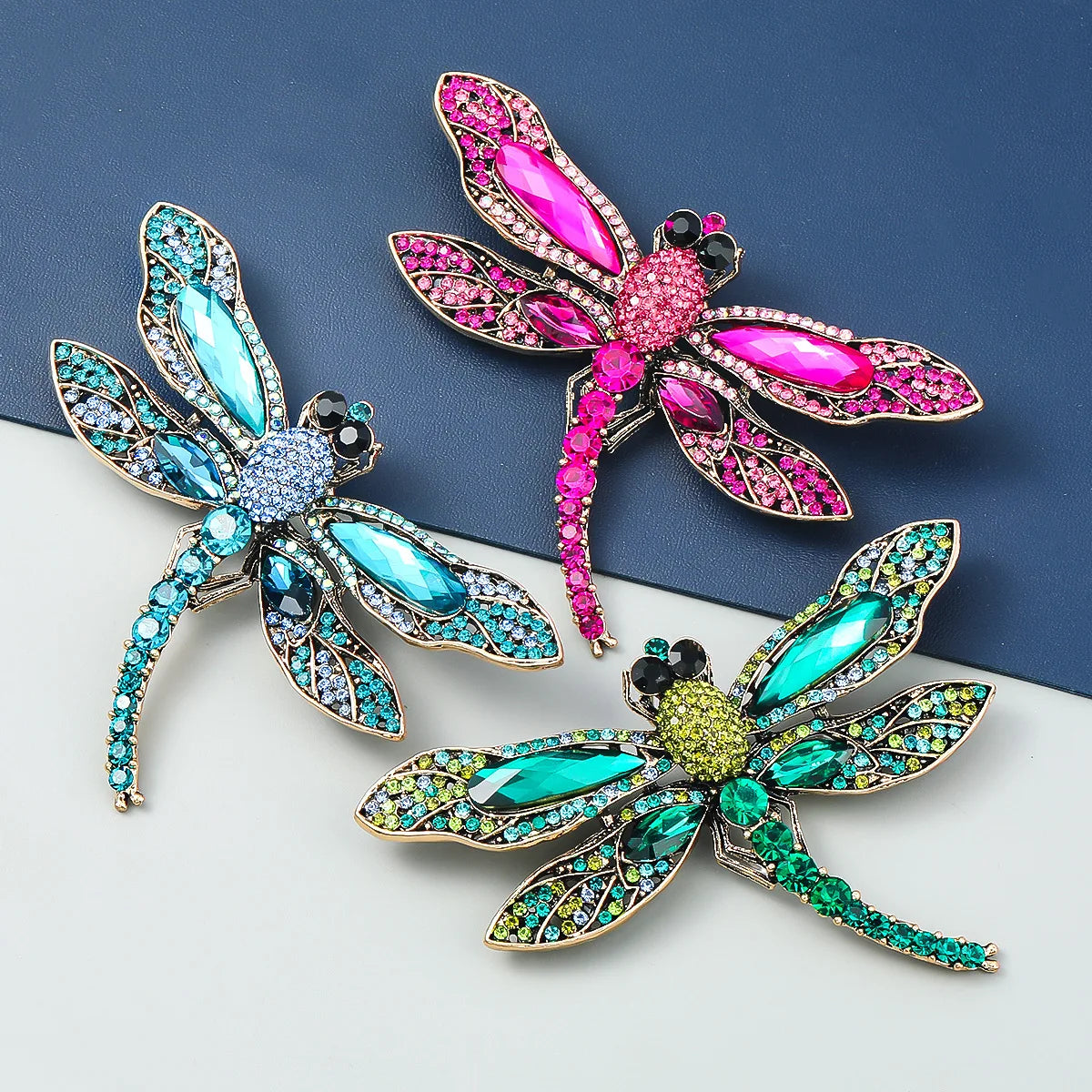 JLH16349 Fashion Rhinestones Dragonfly Brooch Women Vintage Brooch Jewelry Wholesale