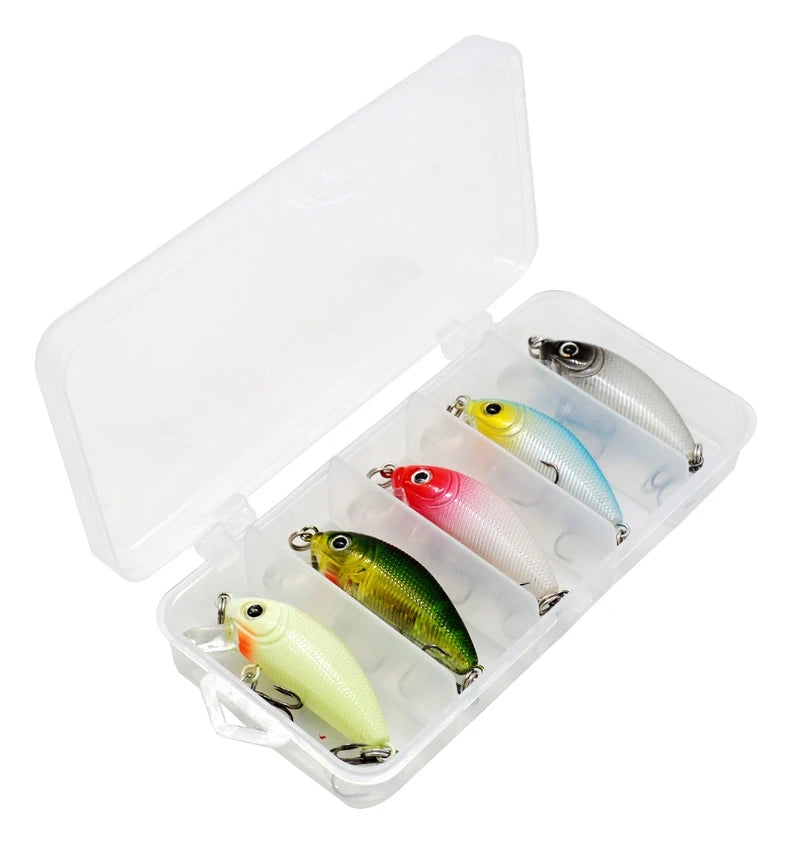 SNEDA 5Pcs Mixed Mini Minnow Fishing Wobblers Set 5g 46mm Hard Bait Tackle Artificial Fishing Lure Set Pesca