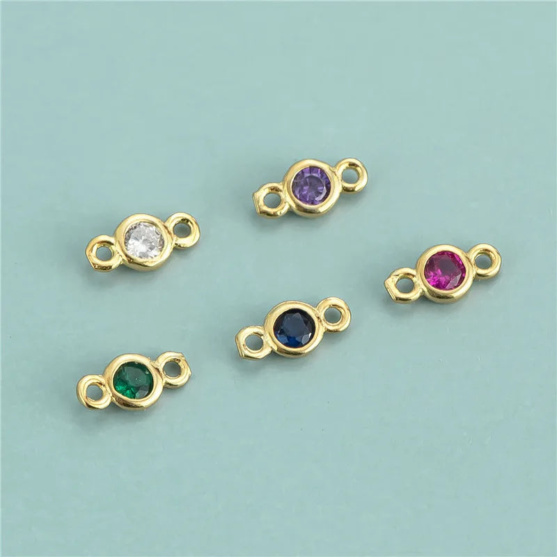 Vintage Gold Vermeil Bracelet Connector Sterling Silver Zircon Charm for Jewelry Making