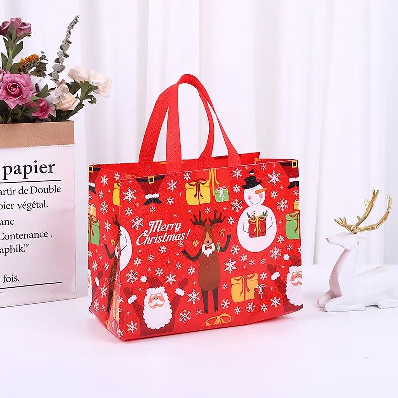 Hot Selling Recyclable Heavy Duty Christmas Non Woven Shopping Bag with Handle Eco-friendly Polypropylene Supermarket Promotion