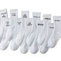 Customized White Crew Tube Socks for Women Men Boys-Comfortable Breathable Hot Selling English Letters Words Print Cartoon