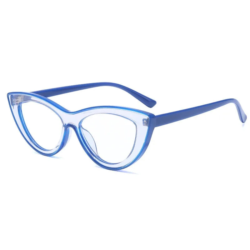 2025 Hot Newest Trendy Small Fashion Spectacle Frame Custom Logo Colorful Transparent Cat Eye Blue Light Blocking Glasses