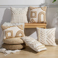 Custom Bohemian Cushion Cover Geometric Solid Loop Pile Throw Pillow Cover Bordure Linen Cushion Cover With Invisible Zipper