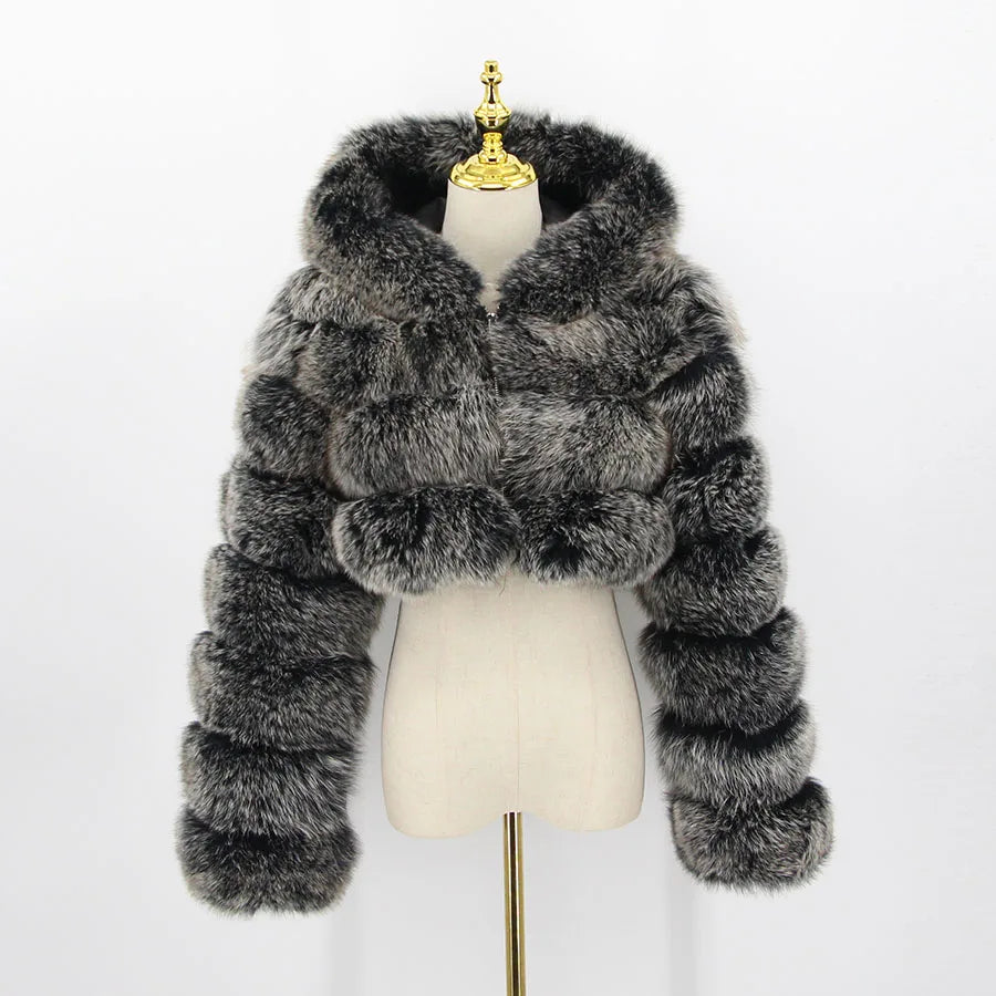 Clearance Promotion QIUCHEN QC20032 New Arrival Ladies Casual Plus Size Winter Jacket Natural Fox Fur Coat