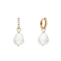 Gemnel Gold Plated Brass Jewelry Brass Jewelry Manufacturer Zircon Jewelry Gold Vermeil Fashion Huggie Pearl Hoop Drop Earrings