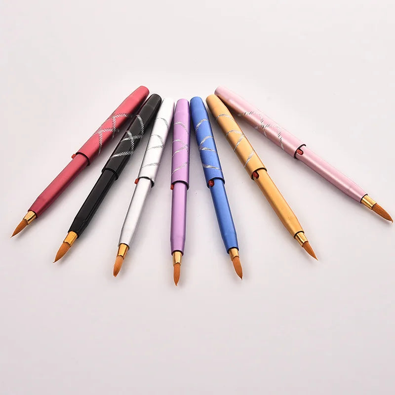 Telescopic Lip Makeup Brush Metal Handle Synthetic Fibre Mini Portable Colorful Design for Women Lips Lip Liner Lip Gloss