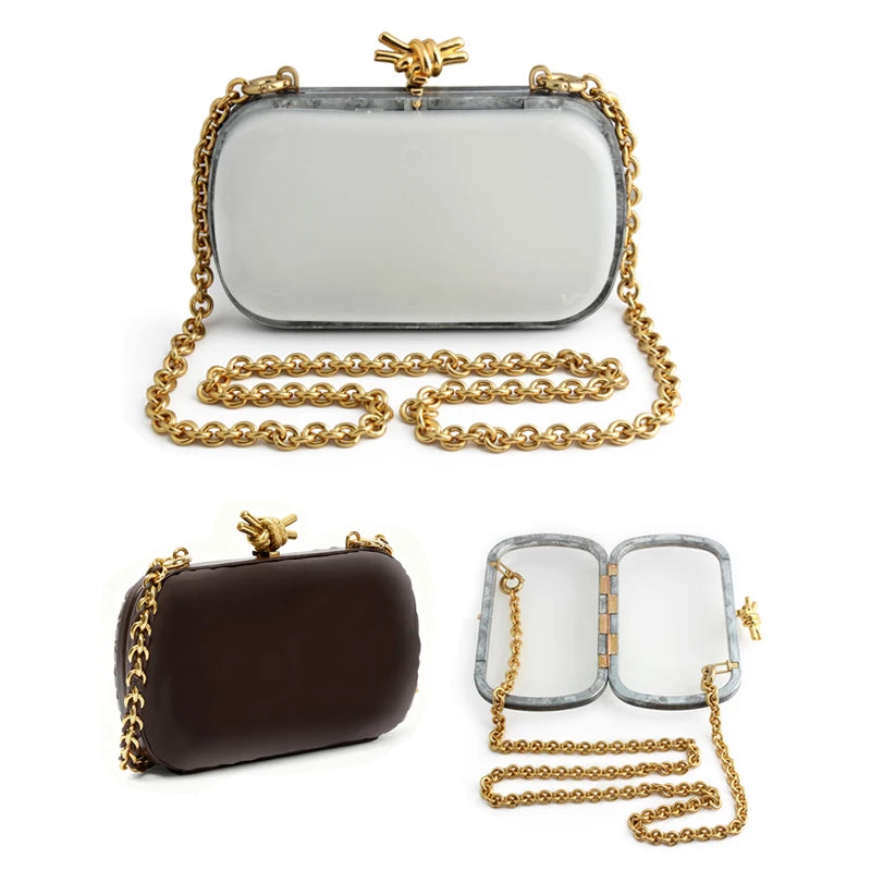 Gold Black Shell Metal Purse Frame Elegant New Knots Head Lock Clutch Box Frame Full Set for Handbag Special Parts Accessories