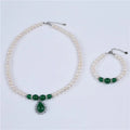 7-8mm Natural Freshwater Pearl Crystal Necklace with Pendant Diamond Stone Trendy Style Women's Wedding Necklaces and Chokers