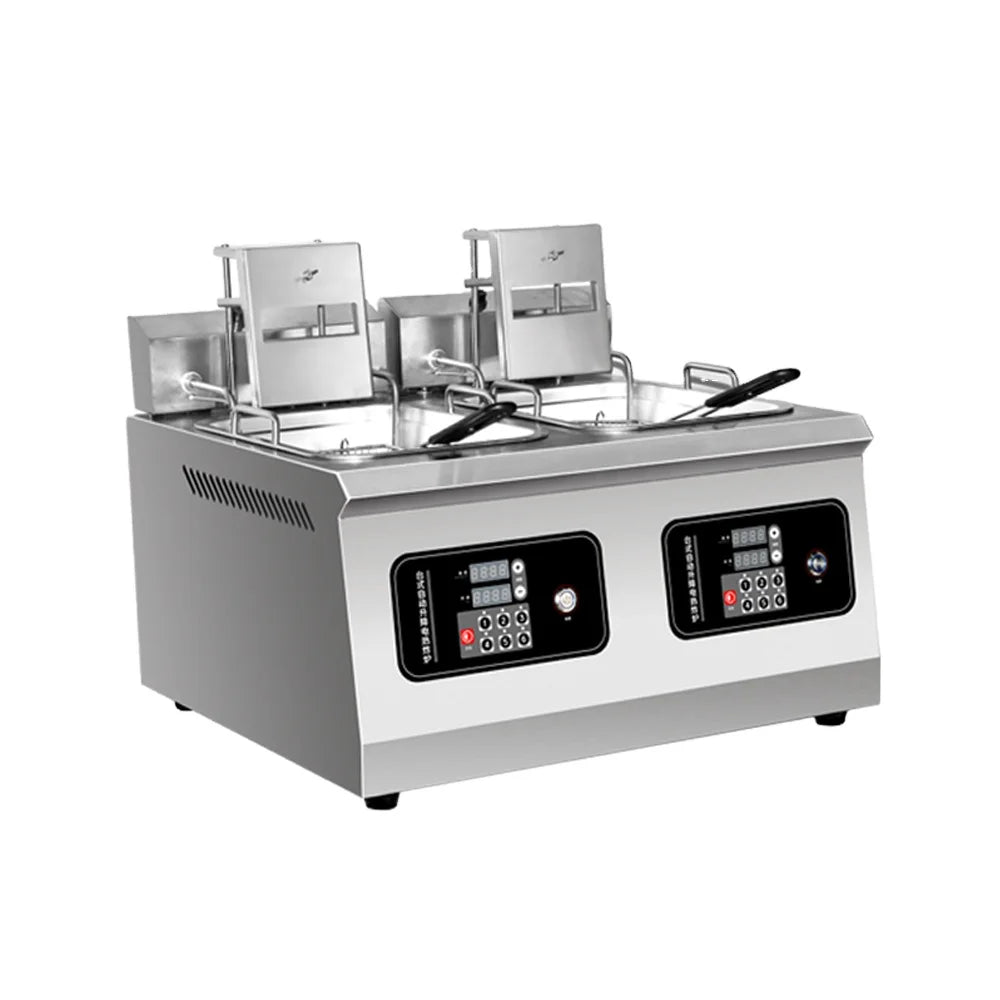 28L Electric Automatically Lift Double Basket Gas Deep Fryer Square Round Fryer Commercial Electric Deep Fryers