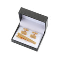 Luxury Gold Crystal Cufflinks and Tie Clip Set for Men Starry Sky Design Engagement & Party Gift