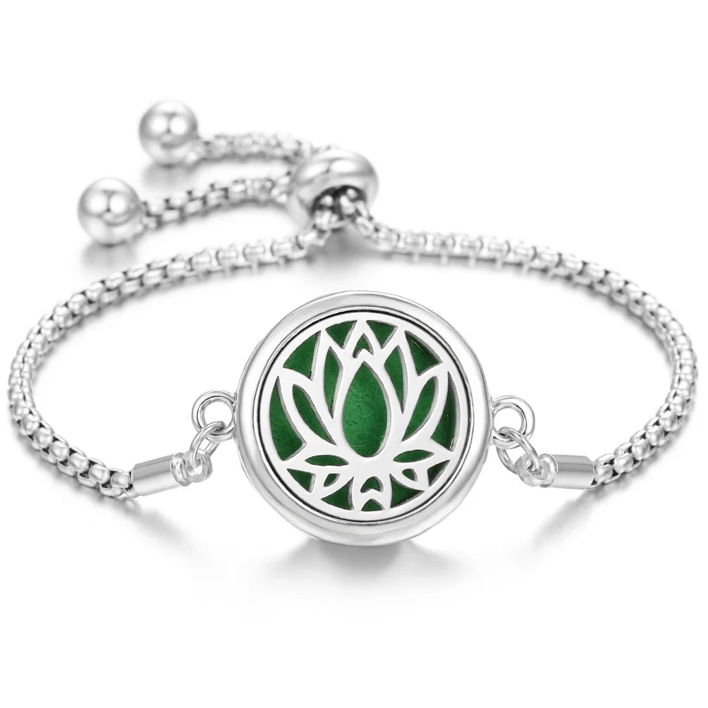 Aromatherapy Bracelet Diffuser Jewelry Tree of Life Locket Bracelets Crystal Perfume Essential Oil Diffuser Bracelet Women Men