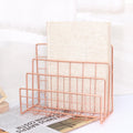 Rose Gold Metal Storage Stand Desktop Book & File Organizer Basket for Office Newspaper Container Book File & Magazine Holder