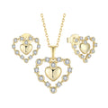 Romantic 18K Gold Plated Heart Pendant Necklace & Earrings Set 925 Sterling Silver Jewelry Set with Valentine's Day Jewelry Gift