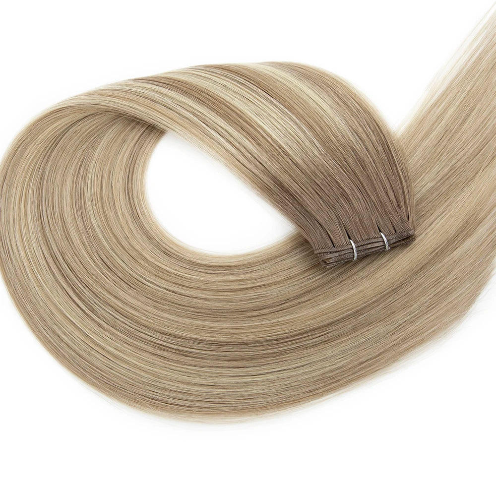 LeShine New Design Flat Weft Hair Extensions Remy European Hair Thin Soft Cuticle Intact Genius Weft with No Return Policy