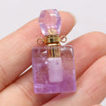 Hongzhuo Gemstone Amethyst Perfume Bottle Pendant Chain Crystal Vial Necklaces Trendy Jewelry