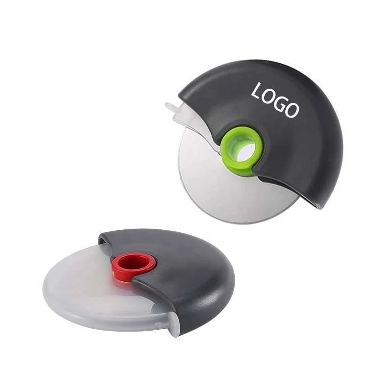 Custom Logo Stainless Steel Covered Blade Round Plastic Safety Pizza Cutter for Restaurant Giveaways MegaBDM