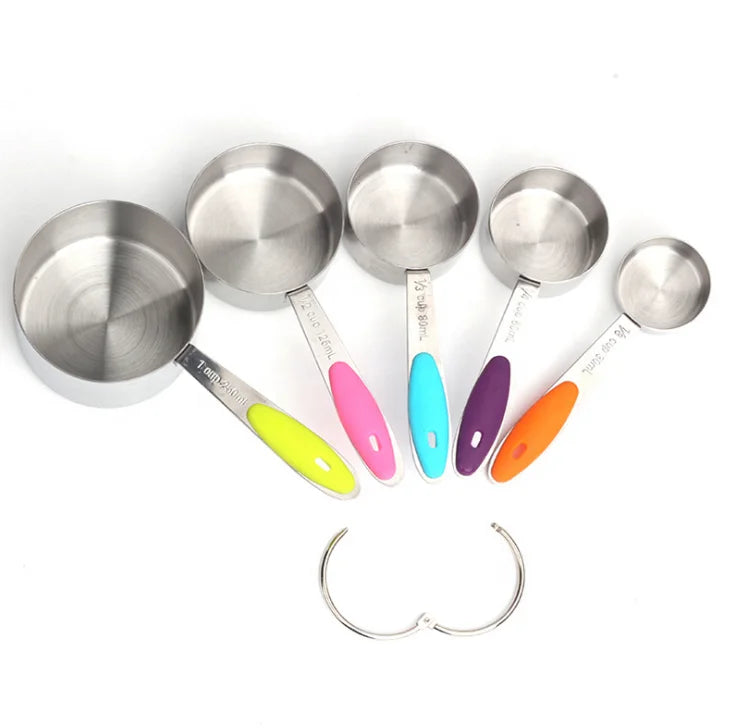 Hot Sale 5 PCS Stainless Steel Adjustable Kitchen Utensils Measuring Cup and Spoon Set for Baking and Cooking for Home Use