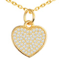 925 Sterling Silver 18K Gold Plated Vermeil CZ Paved Heart Pendant Necklace Trendy Wedding Jewelry for Women