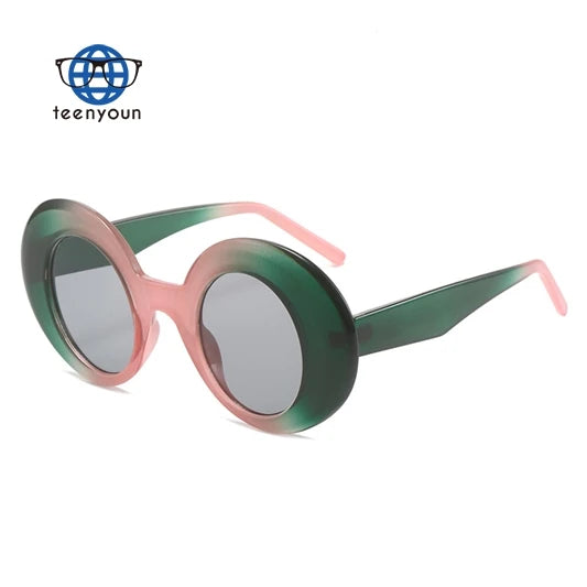 Teenyoun Vintage Luxury for Female Big Frame Manufacturer Custom Sunglasses Party Uv400 Protective Round Sunglasses Wholesale